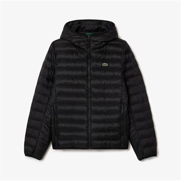 LACOSTE WATER-REPELLENT QUILTED JACKET - BLACK
