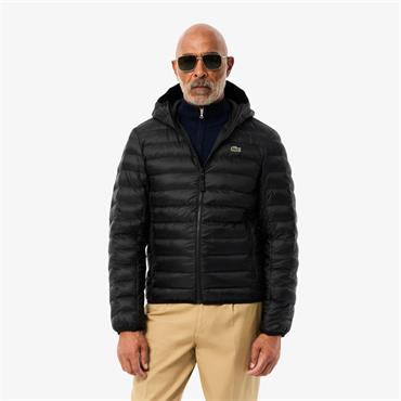 LACOSTE WATER-REPELLENT QUILTED JACKET - BLACK