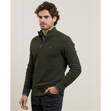 MAGEE CARN STRUCTURE KNIT 1/4 ZIP - GREEN