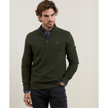 MAGEE CARN STRUCTURE KNIT 1/4 ZIP - GREEN