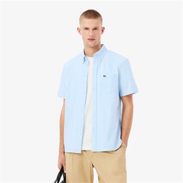 LACOSTE SHORT SLEEVED OXFORD SHIRT - BLUE