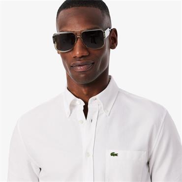 LACOSTE SHORT SLEEVED OXFORD SHIRT - WHITE