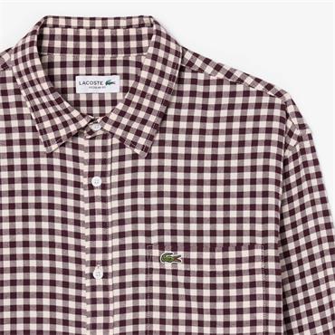 LACOSTE PLAID FLANNEL SHIRT - BURGUNDY