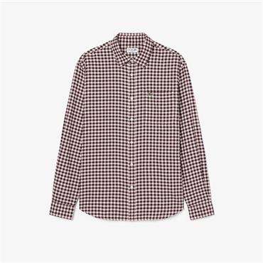 LACOSTE PLAID FLANNEL SHIRT - BURGUNDY