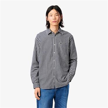 LACOSTE PLAID FLANNEL SHIRT - NAVY