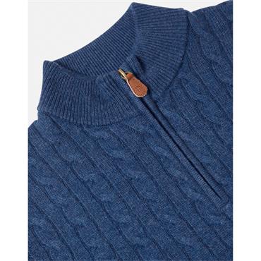 BENETTI GRANT CABLE KNIT 1/4 ZIP - BLUE