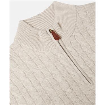 BENETTI GRANT CABLE KNIT 1/4 ZIP - STONE