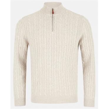 BENETTI GRANT CABLE KNIT 1/4 ZIP - STONE