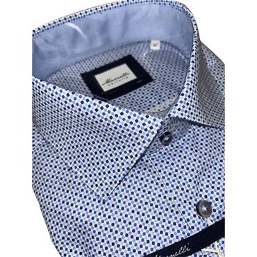 MARNELLI JOE SQUARE PRINT SHIRT - BLUE