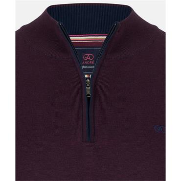 ANDRE INCH 1/4 ZIP JUMPER - BURGUNDY