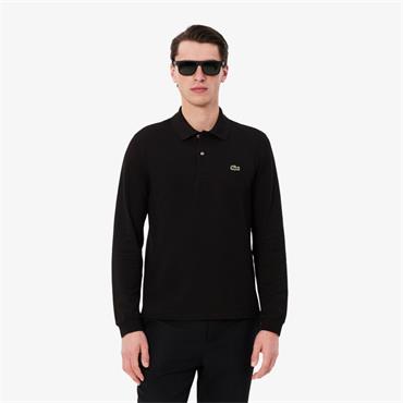 LACOSTE LONG SLEEVED POLO SHIRT - BLACK