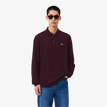 LACOSTE CLASSIC LONG SLEEVED POLO SHIRT - BURGUNDY