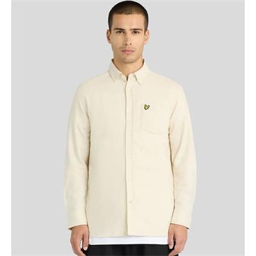 LYLE&SCOTT PLAIN FLANNEL SHIRT - BEIGE