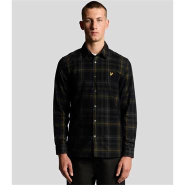 LYLE&SCOTT TARTAN CORDUROY SHIRT - BLACK