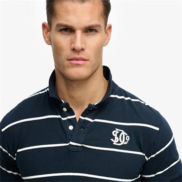 SUPERDRY VINTAGE STRIPE JERSEY POLO - NAVY