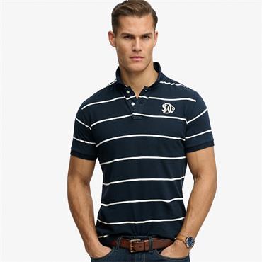 SUPERDRY VINTAGE STRIPE JERSEY POLO - NAVY