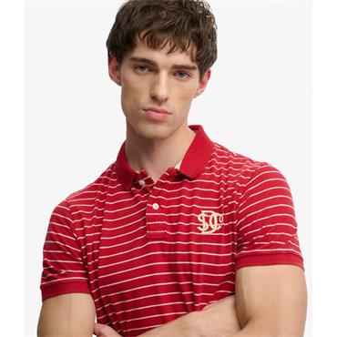 SUPERDRY VINTAGE STRIPE JERSEY POLO - RED