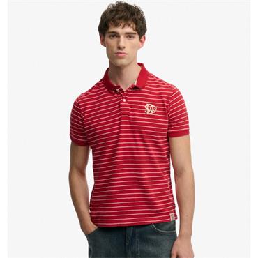 SUPERDRY VINTAGE STRIPE JERSEY POLO - RED