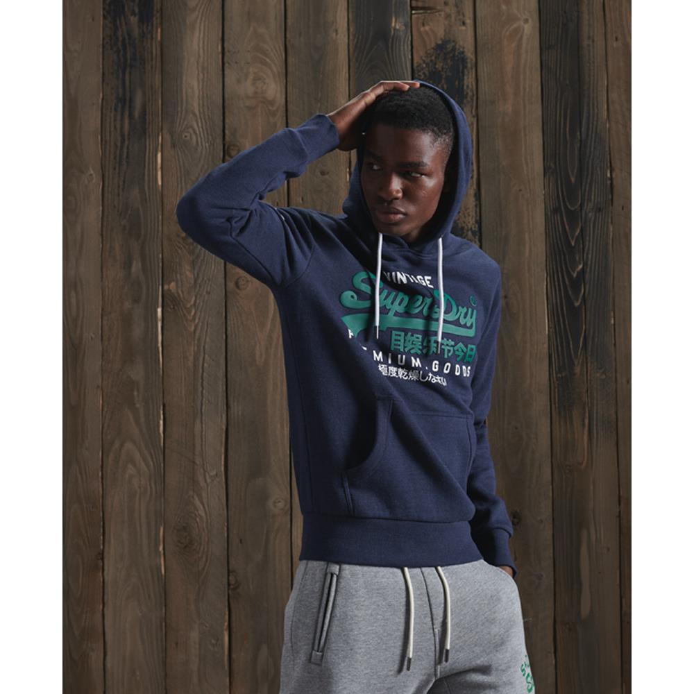 SUPERDRY VINTAGE LOGO HOODIE NAVY Lavins Menswear Sligo Ireland