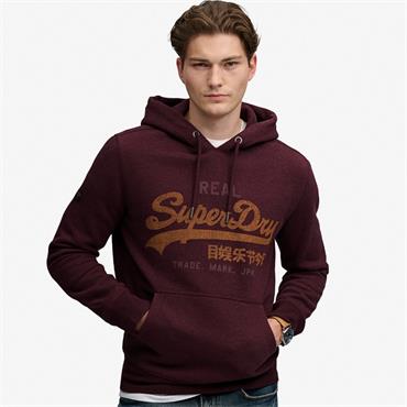 SUPERDRY VL HERITAGE RELAXED HOODIE - BURGUNDY