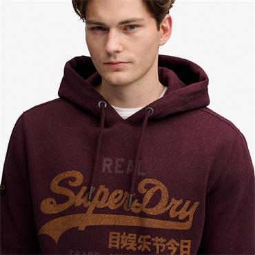 SUPERDRY VL HERITAGE RELAXED HOODIE - BURGUNDY