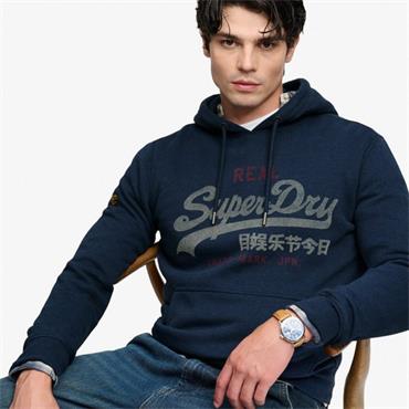 SUPERDRY VL HERITAGE RELAXED HOODIE - NAVY