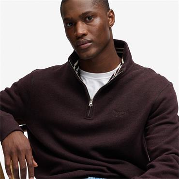SUPERDRY ESSENTIAL SERIF LOGO 1/2 ZIP - BURGUNDY