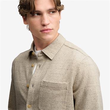 SUPERDRY TWILL TWEED JERSEY SHIRT - BEIGE