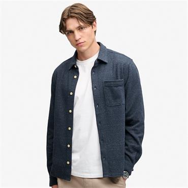 SUPERDRY TWILL TWEED JERSEY SHIRT - NAVY