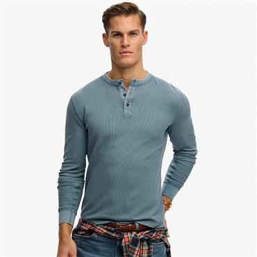SUPERDRY TEXTURED GRANDAD TOP - BLUE