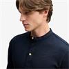 SUPERDRY WOVEN PLACKET GRANDAD TOP - NAVY
