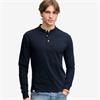 SUPERDRY WOVEN PLACKET GRANDAD TOP - NAVY