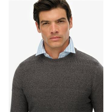 SUPERDRY COTTON TEXTURE JUMPER - CHARCOAL