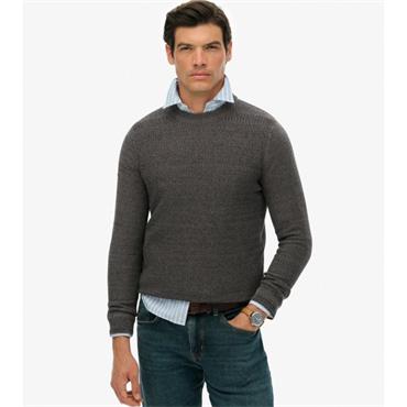 SUPERDRY COTTON TEXTURE JUMPER - CHARCOAL