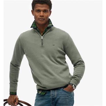 SUPERDRY ESSENTIALS COTTON 1/2 ZIP - GREEN