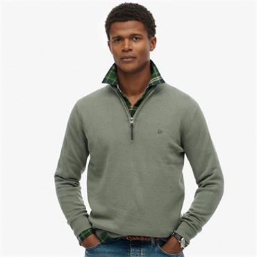 SUPERDRY ESSENTIALS COTTON 1/2 ZIP - GREEN