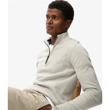 SUPERDRY ESSENTIALS COTTON 1/2 ZIP - GREY