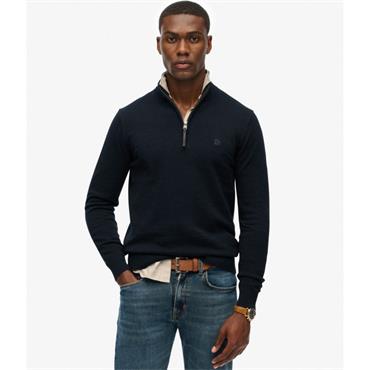 SUPERDRY ESSENTIALS COTTON 1/2 ZIP - NAVY