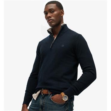SUPERDRY ESSENTIALS COTTON 1/2 ZIP - NAVY