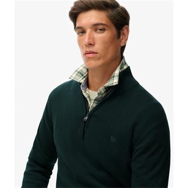 SUPERDRY ESSENTIALS COTTON 1/2 ZIP - GREEN