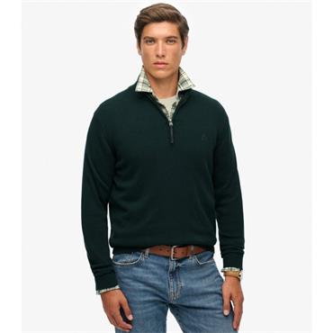 SUPERDRY ESSENTIALS COTTON 1/2 ZIP - GREEN