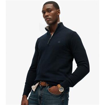 SUPERDRY ESSENTIALS COTTON 1/2 ZIP - NAVY