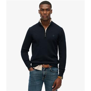 SUPERDRY ESSENTIALS COTTON 1/2 ZIP - NAVY