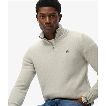 SUPERDRY COTTON 1/2 ZIP KNIT - GREY