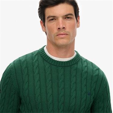 SUPERDRY COTTON CABLE KNIT JUMPER - GREEN