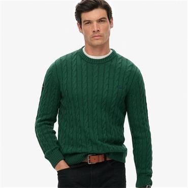 SUPERDRY COTTON CABLE KNIT JUMPER - GREEN