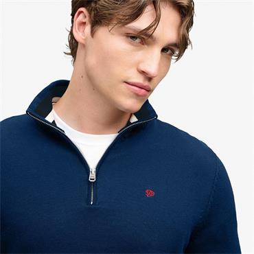 SUPERDRY PREP ESSENTIAL COTTON 1/2 ZIP - BLUE
