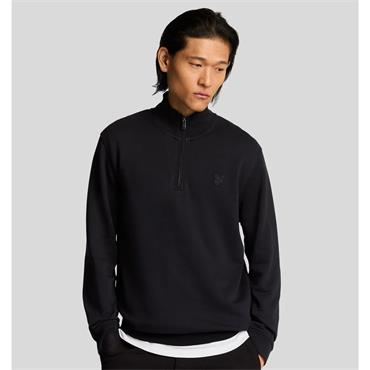 LYLE&SCOTT SUPERFINE 1/4 ZIP SWEATSHIRT - BLACK
