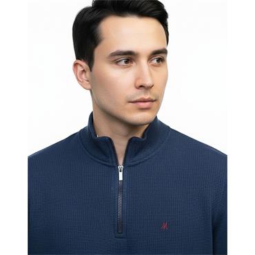 MINERAL BRENDAN RIBBED 1/4 ZIP - BLUE