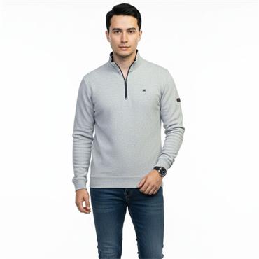MINERAL BRENDAN RIBBED 1/4 ZIP - GREY
